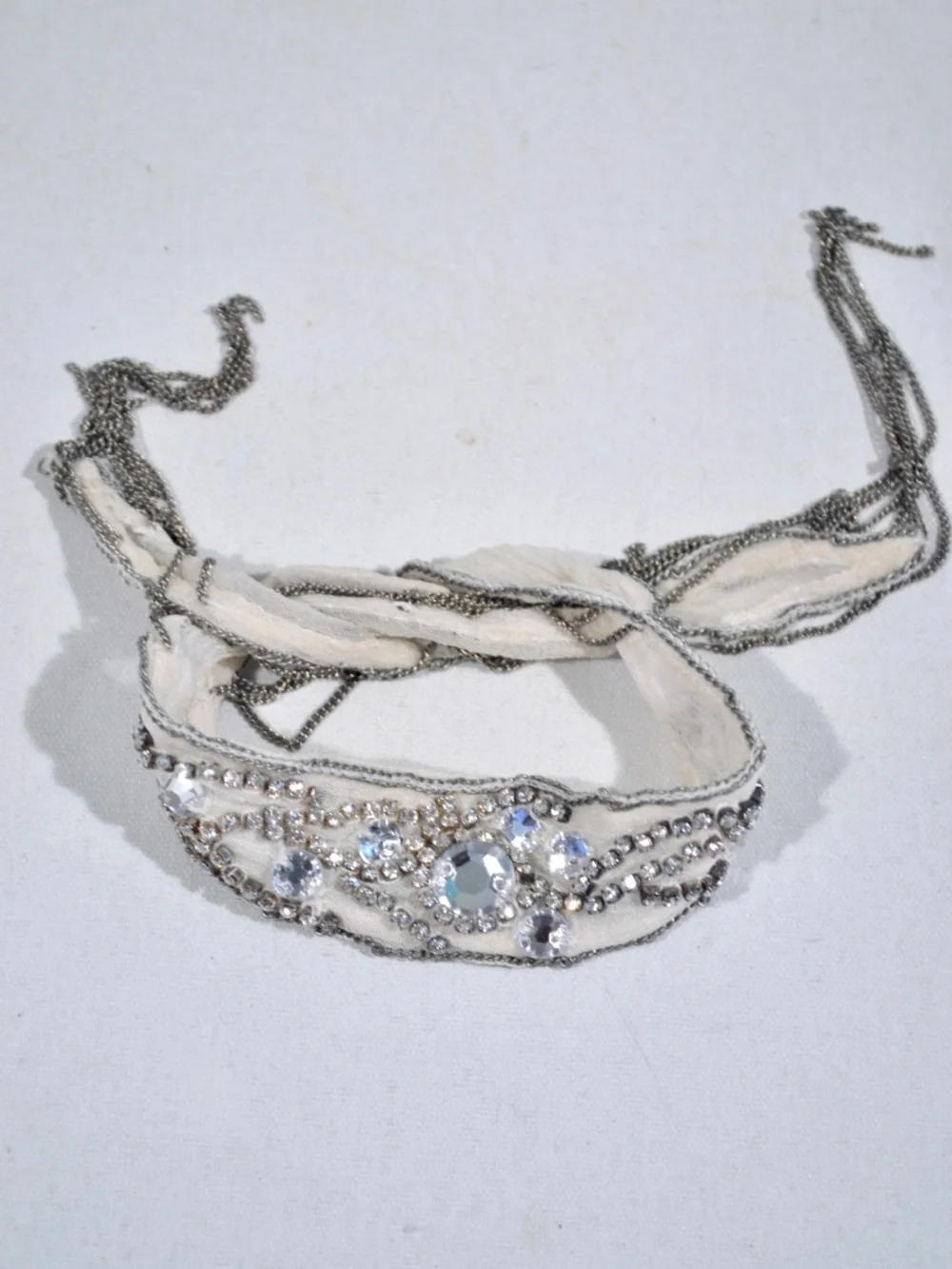 NEW CHAN LUU SILK TIE BRACELET, CRYSTAL, FRINGE